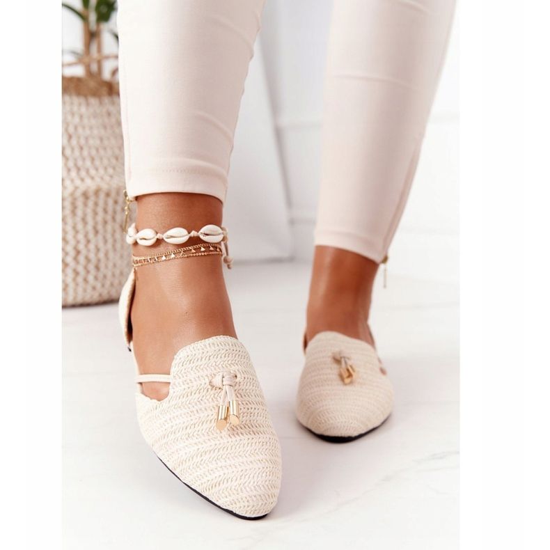 Bailarina Spitz Con Línea Trenzada Lu Boo Beige 1