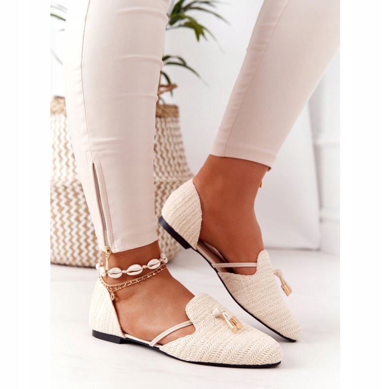 Bailarina Spitz Con Línea Trenzada Lu Boo Beige 2