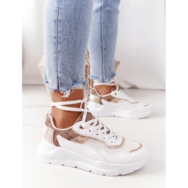 Calzado deportivo de mujer Sneakers Blanco y Dorado Melanie 6