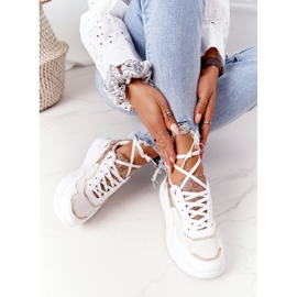 Calzado deportivo de mujer Sneakers Blanco y Dorado Melanie 1