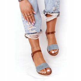 EVE Sandalias Con Tacón Cuña Trenzada Azul Tenerife marrón 5