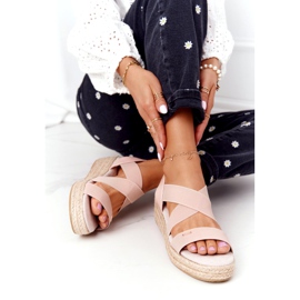 Sandalias de cuña con canalé Big Star HH274413 Rosa rosado 4