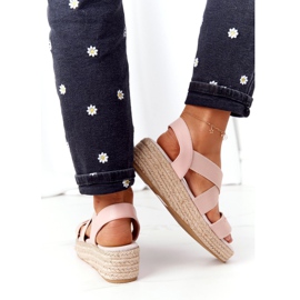 Sandalias de cuña con canalé Big Star HH274413 Rosa 3