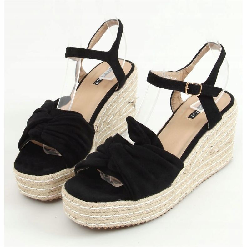 Sandalias negras alpargatas con cuñas WH-3K63 Negro 1 Sandalias negras alpargatas con cuñas WH-3K63 Negro 1