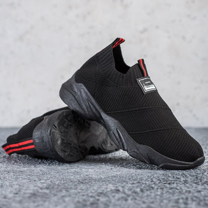 SHELOVET Zapatillas de deporte negras sin cordones de moda negro 1