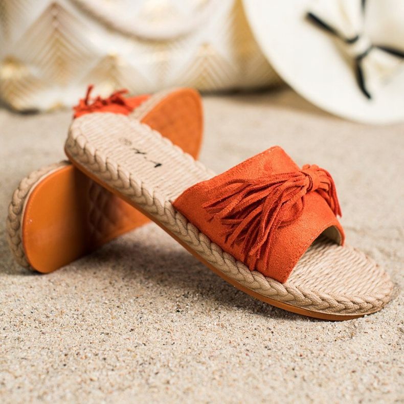 SHELOVET Zapatillas Con Flecos naranja 1