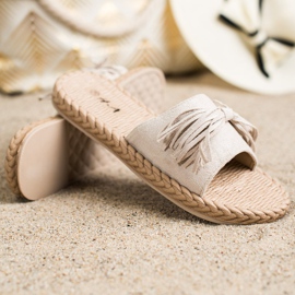 SHELOVET Zapatillas Con Flecos beige 1