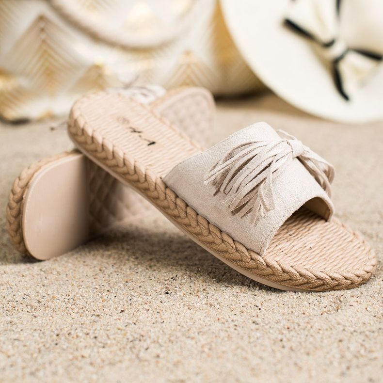 SHELOVET Zapatillas Con Flecos beige 1