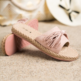 SHELOVET Zapatillas Con Flecos rosa 1