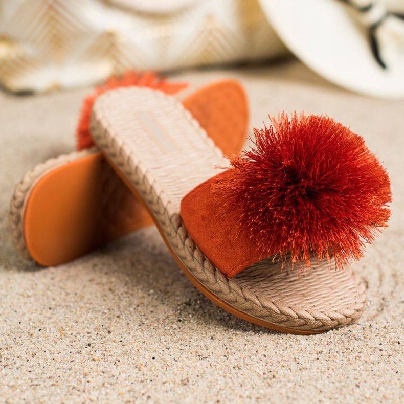 Bestelle Pantuflas Con Pompón naranja 1
