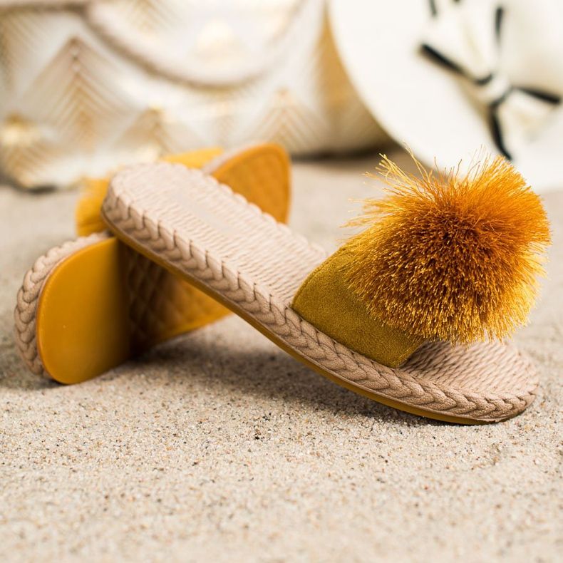 Bestelle Pantuflas Con Pompón amarillo 1