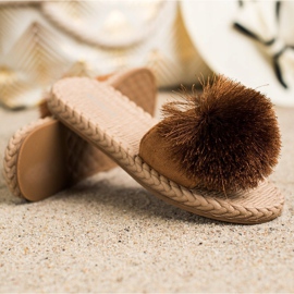 Bestelle Pantuflas Con Pompón marrón 1
