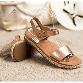 SHELOVET Cómodas sandalias doradas dorado 1