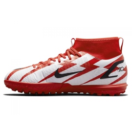 Zapatillas de fútbol Nike Superfly 8 Academy CR7 Tf Jr DB2679-600 gris / plata, blanco, rojo blanco 1