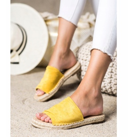 SHELOVET Pantuflas clásicas de gamuza amarillo 3