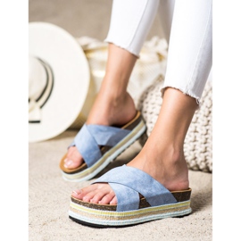 SHELOVET Pantuflas de Ante Azul 3