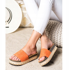 SHELOVET Cómodas pantuflas de gamuza naranja 3