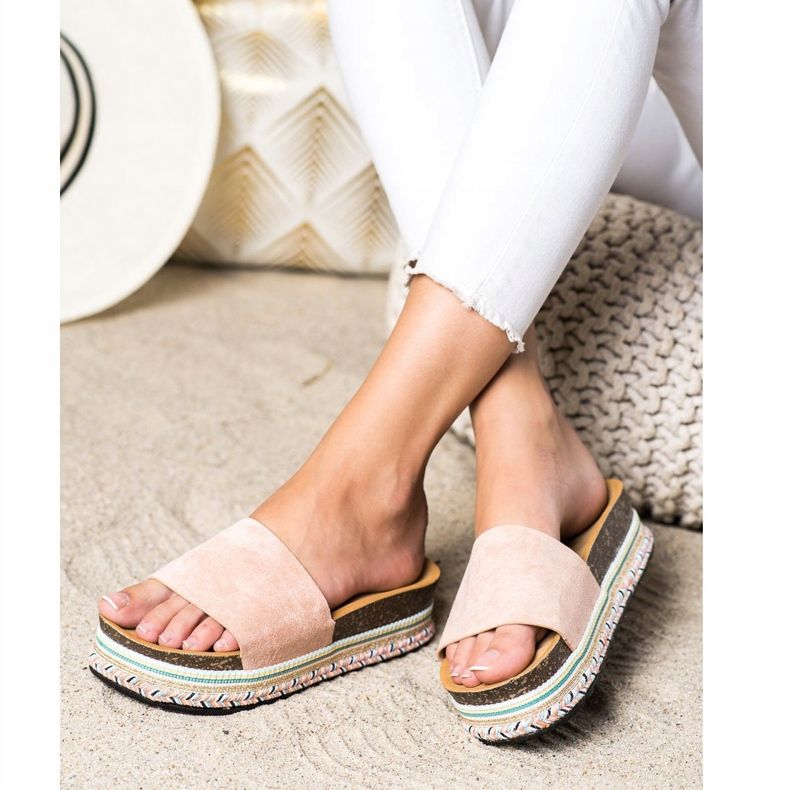 SHELOVET Cómodas pantuflas de gamuza rosado 2