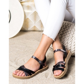 Cm Paris Sandalias cómodas de cuero ecológico negro 3
