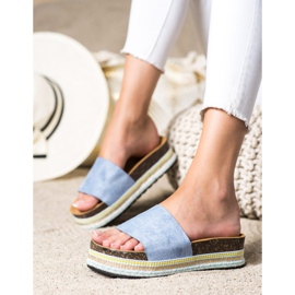 SHELOVET Cómodas pantuflas de gamuza azul 2