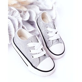Zapatillas de zapatillas de plata con brillo infantil 888-1b 3