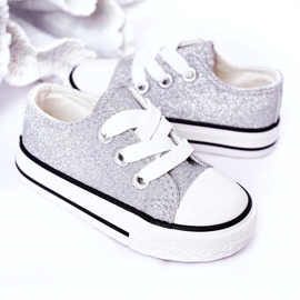 Zapatillas de zapatillas de plata con brillo infantil 888-1b 4
