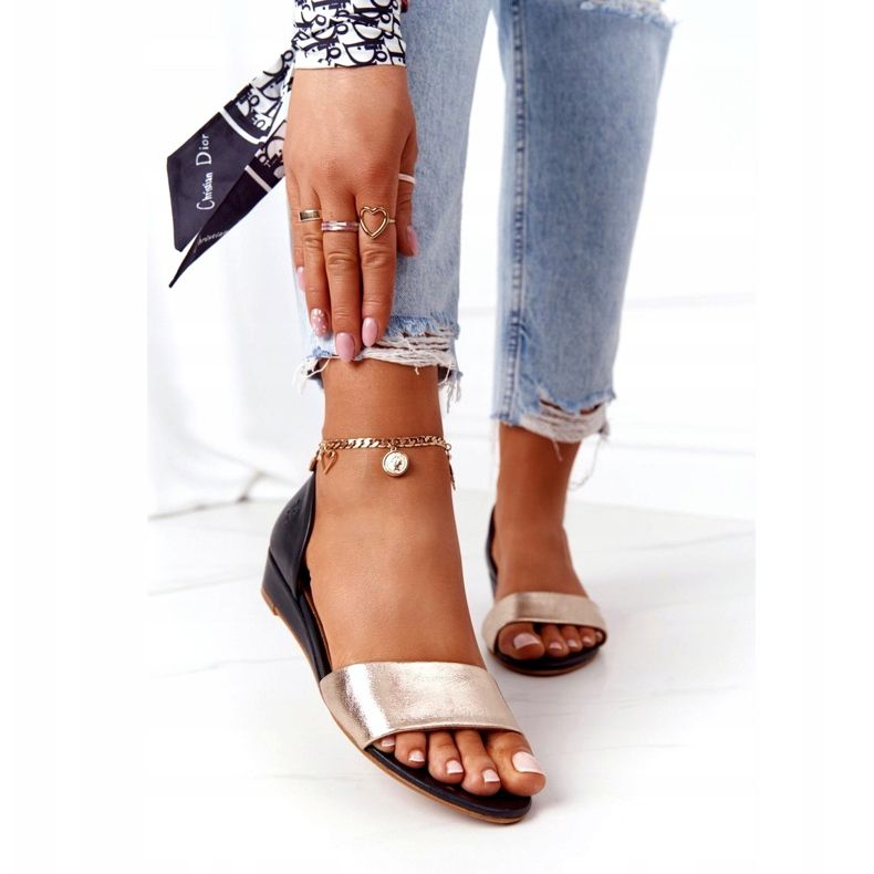 Sandalias Piel Maciejka 1971-46 Negro y Dorado 2