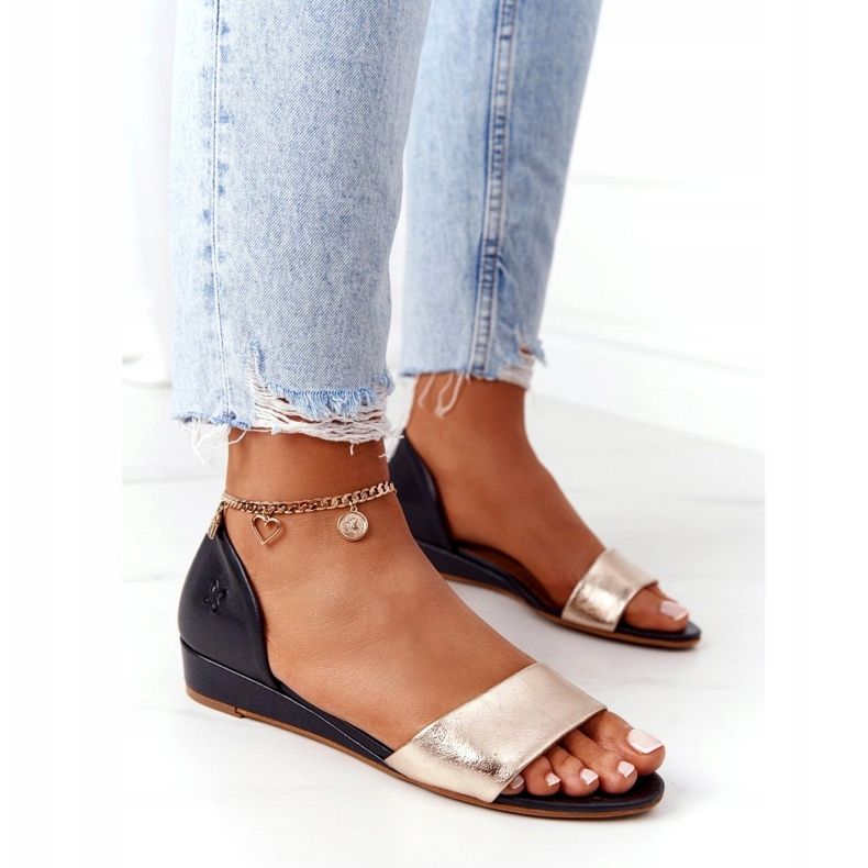 Sandalias Piel Maciejka 1971-46 Negro y Dorado 4