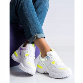 SHELOVET Zapatillas con inserciones amarillas blanco 3