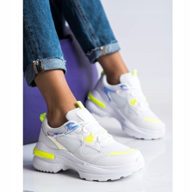 SHELOVET Zapatillas con inserciones amarillas blanco 2