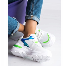 SHELOVET Zapatillas con inserciones verdes blanco 2