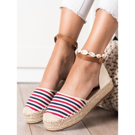 Clowse Alpargatas Rayas Con Hebilla beige rojo multicolor 3