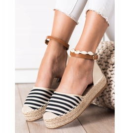 Clowse Alpargatas Rayas Con Hebilla beige marrón negro 2