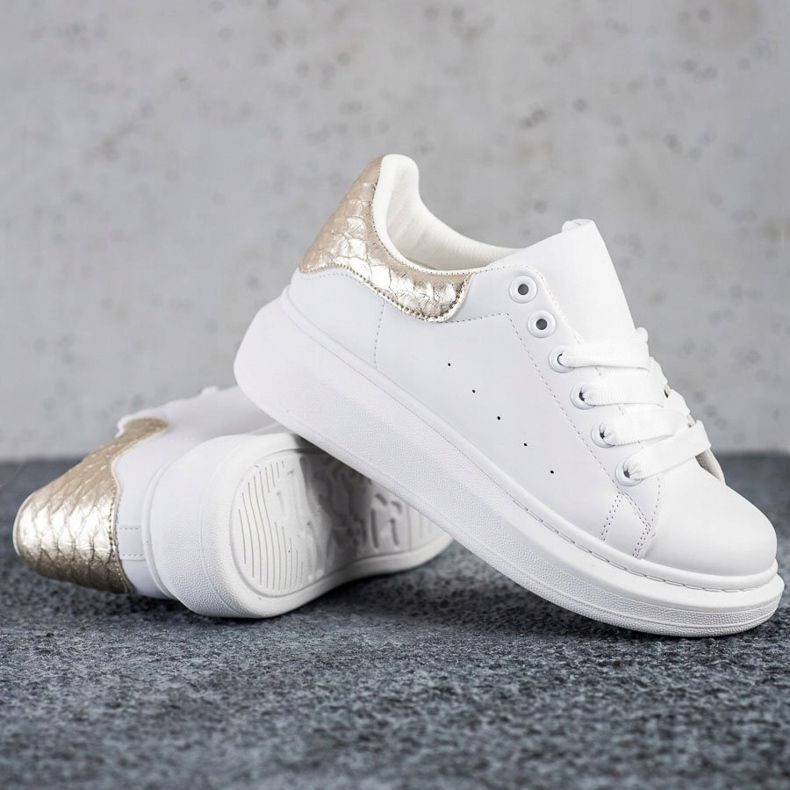 Weide Deportivas con inserto dorado blanco 1