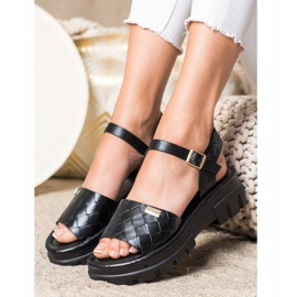 SHELOVET Sandalias en la plataforma de moda negro 3