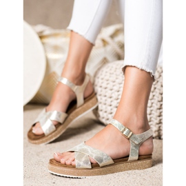 Bestelle Sandalias en la plataforma con purpurina dorado 2