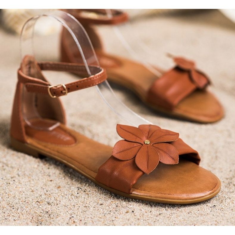 Diamantique Sandalias Marrones Con Flor marrón 1