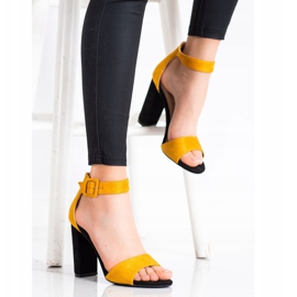Goodin Sandalias negras en un poste alto negro amarillo 3