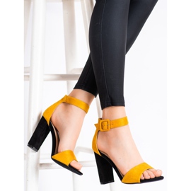 Goodin Sandalias negras en un poste alto negro amarillo 2