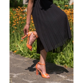 Renda Sandalias Con Tacón Transparente naranja 5