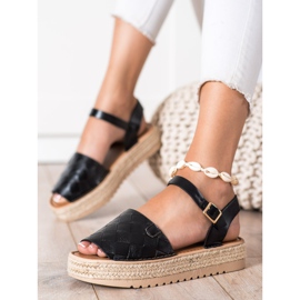 SHELOVET Sandalias Alpargatas Con Piel Ecológica negro 2