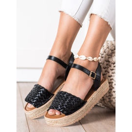 SHELOVET Sandalias Alpargatas Trenzadas negro 3