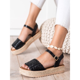 SHELOVET Sandalias Alpargatas Trenzadas negro 2