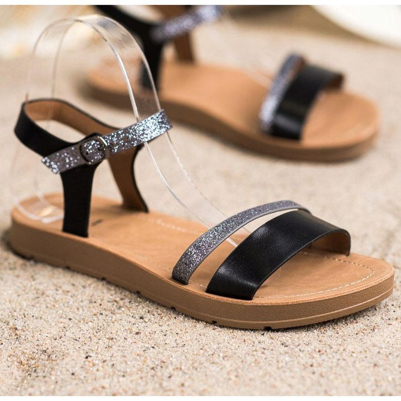 Cm Paris Sandalias elegantes con purpurina negro gris 1