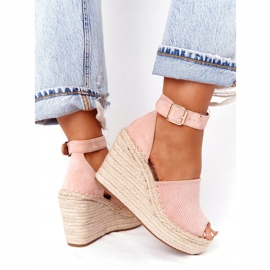 MSMG Sandalias de cuña con trenzas Makenna rosa claro rosado 2