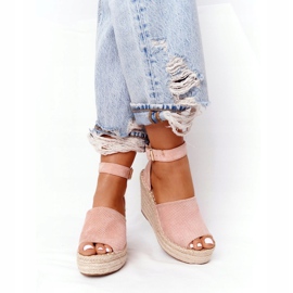 MSMG Sandalias de cuña con trenzas Makenna rosa claro rosado 4
