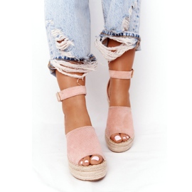 MSMG Sandalias de cuña con trenzas Makenna rosa claro rosado 7
