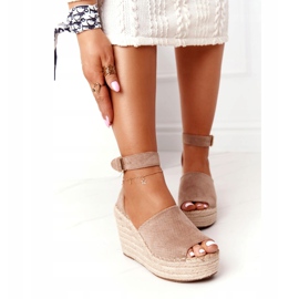 MSMG Sandalias de cuña con trenzas Makenna marrón claro beige 2