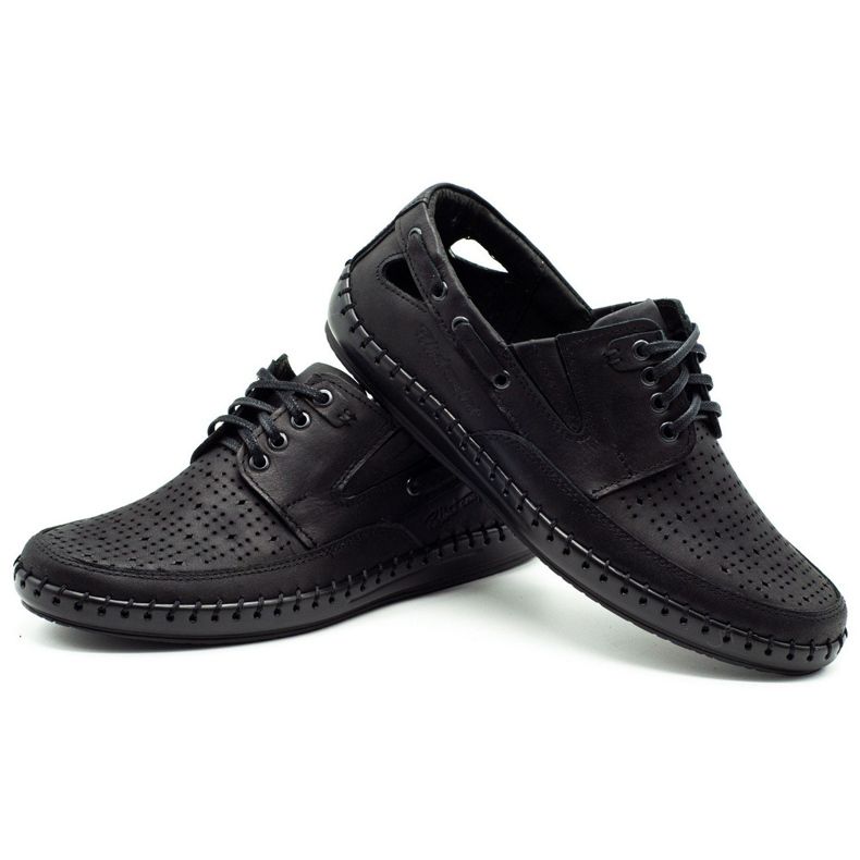 Polbut Mocasín hombre negro calado J69L 3