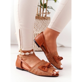 Sandalias Planas Trenzadas Lu Boo Camel marrón 2 Sandalias Planas Trenzadas Lu Boo Camel marrón 2